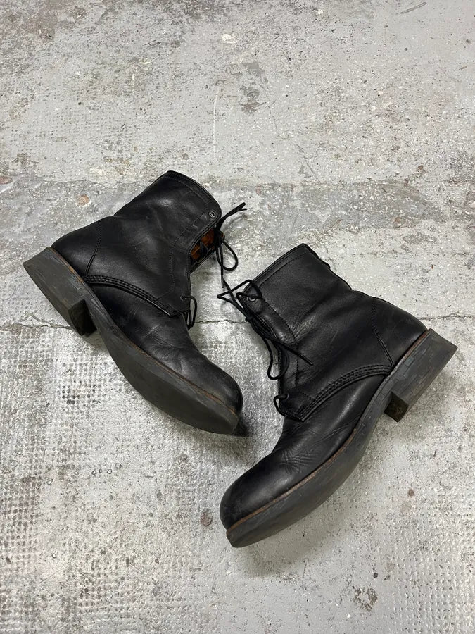 2000s Diesel Black High Leather Boots hXTumog 2
