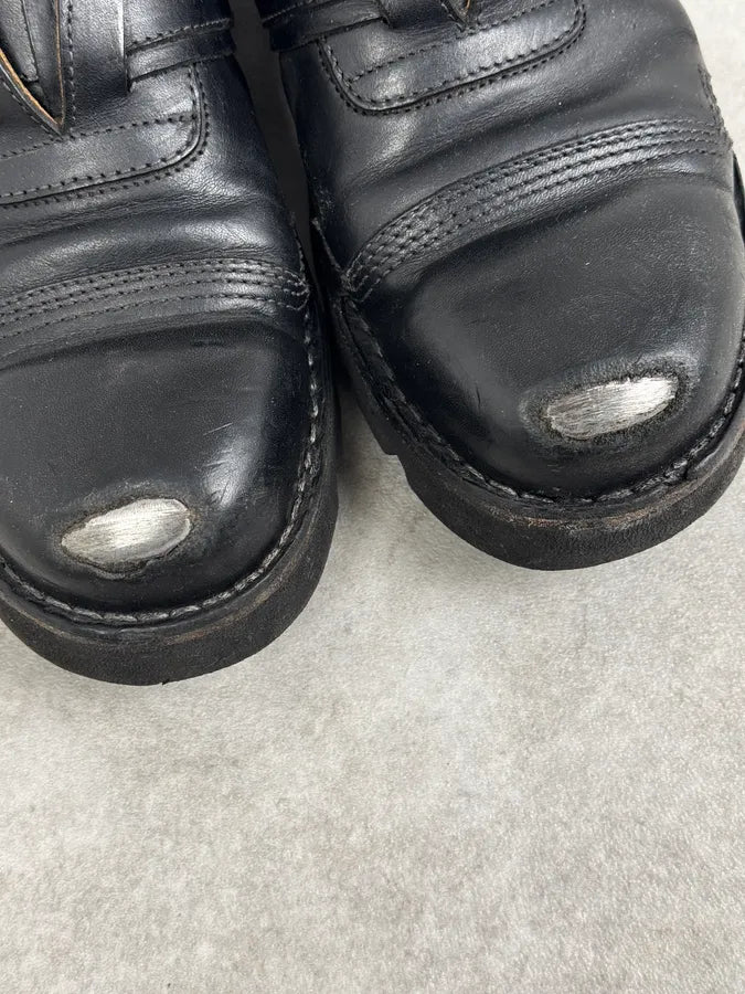 2000s Diesel Black Leather Combat Steel Toe Boots RYenjUd 5