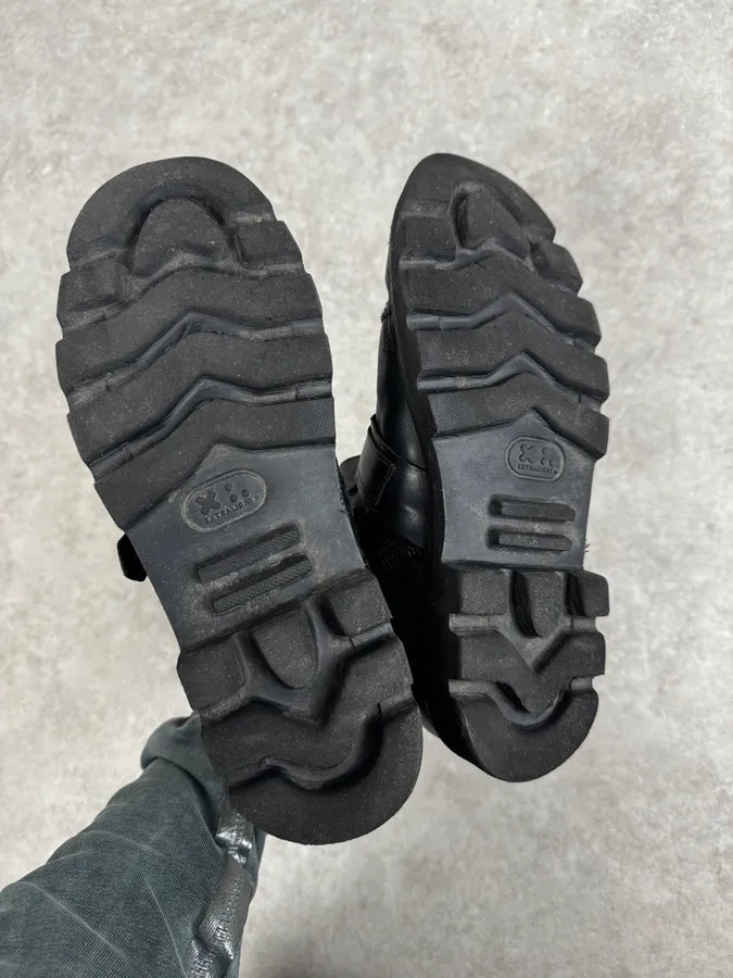 2000s Diesel Black Leather Combat Steel Toe Boots RYenjUd 8