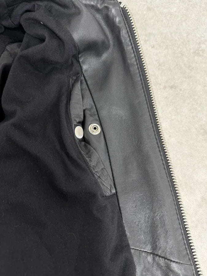 2000s Diesel Black Mafia Leather Hooded Jacket aNOnIcv 8