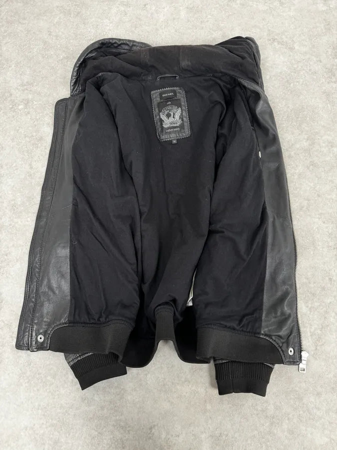 2000s Diesel Black Mafia Leather Hooded Jacket aNOnIcv 6