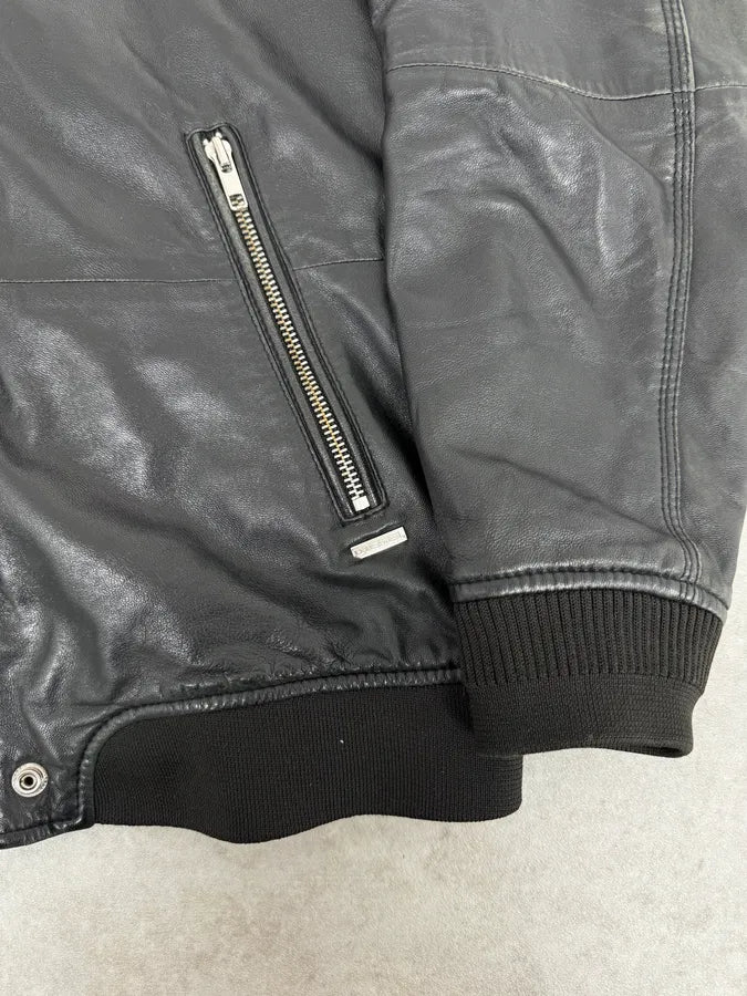 2000s Diesel Black Mafia Leather Hooded Jacket aNOnIcv 7