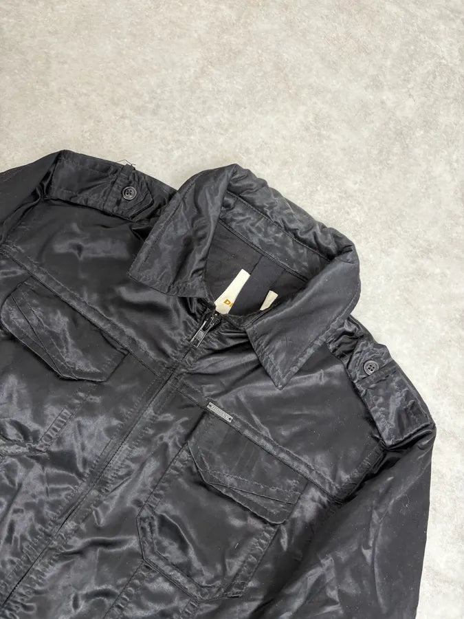 2000s Diesel Black Premium Satin Cargo Jacket vGeVkjX 3