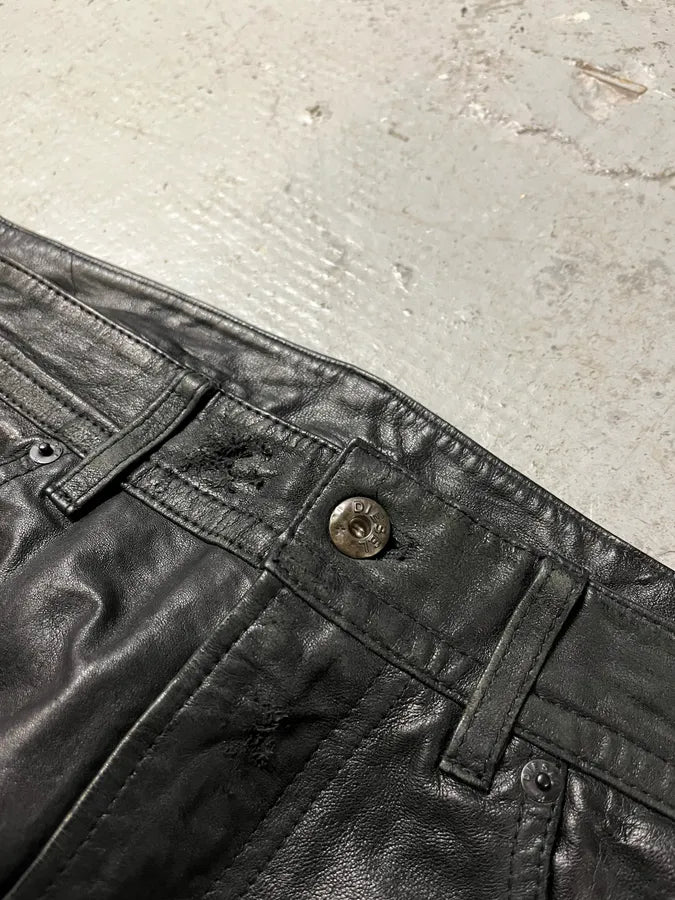 2000s Diesel Black Slim Rock Leather Pants (S/M) 5