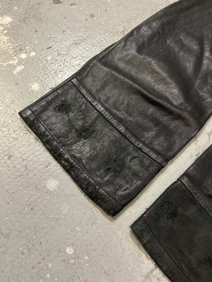 2000s Diesel Black Slim Rock Leather Pants (S/M) 7