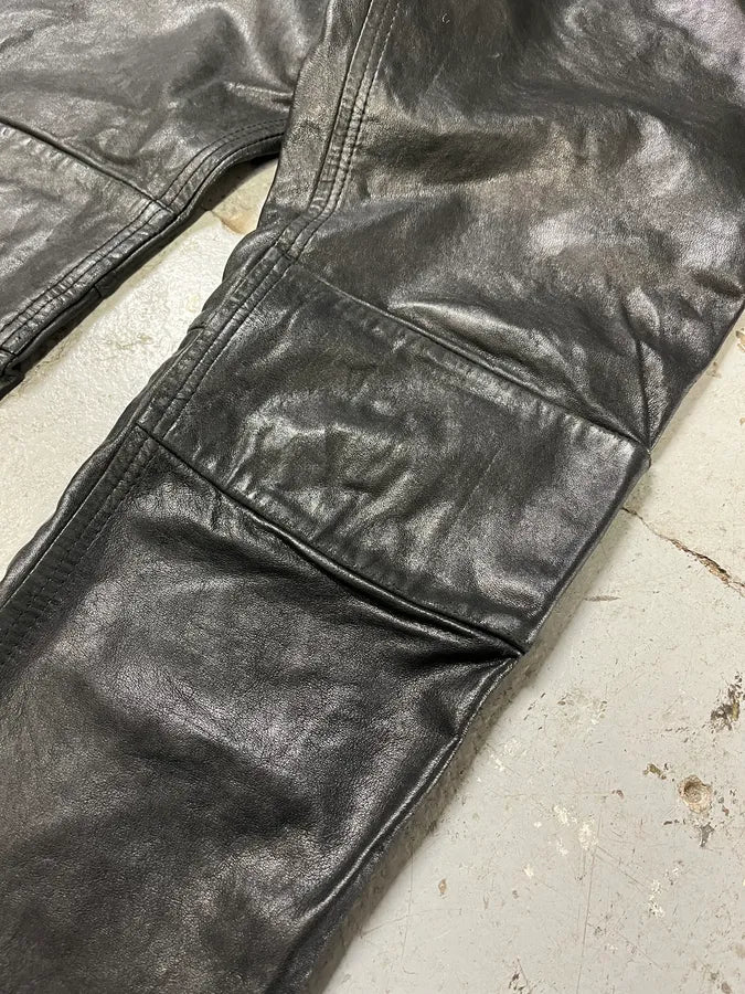 2000s Diesel Black Slim Rock Leather Pants (S/M) 9