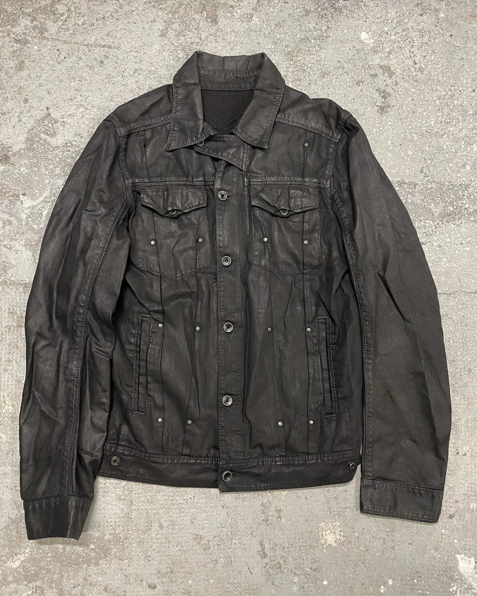 2000s Diesel Black Waxed Effect Dark Buttoned Jacket (M/L) 0