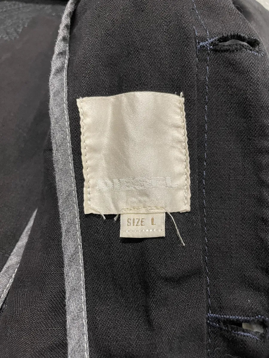 2000s Diesel Black Waxed Effect Dark Buttoned Jacket (M/L) 10
