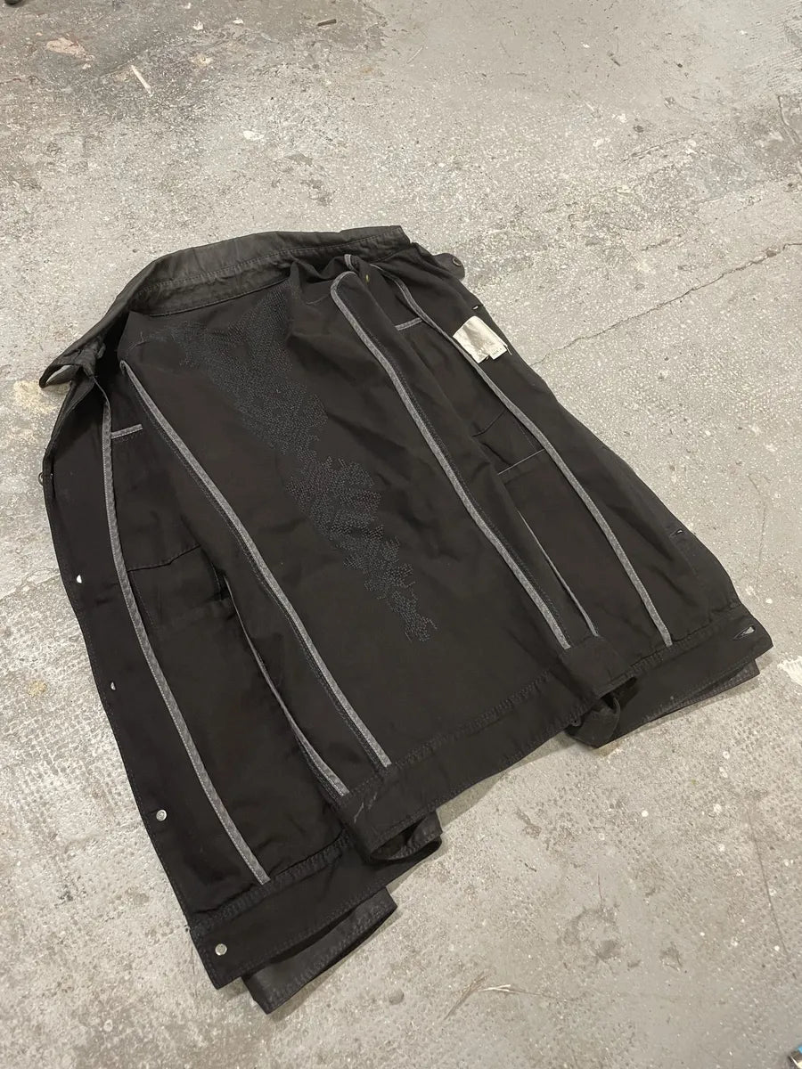 2000s Diesel Black Waxed Effect Dark Buttoned Jacket (M/L) 6