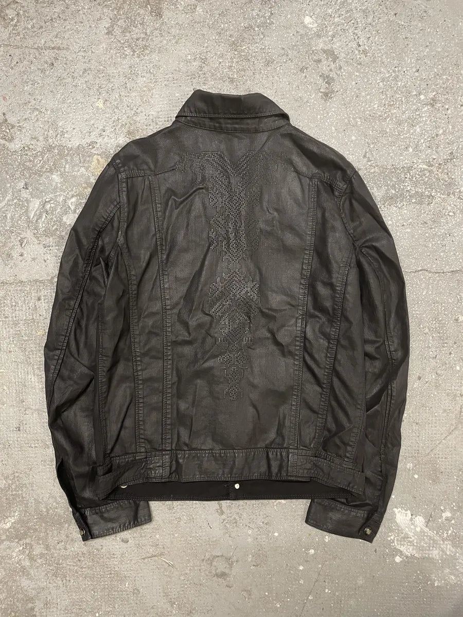 2000s Diesel Black Waxed Effect Dark Buttoned Jacket (M/L) 7