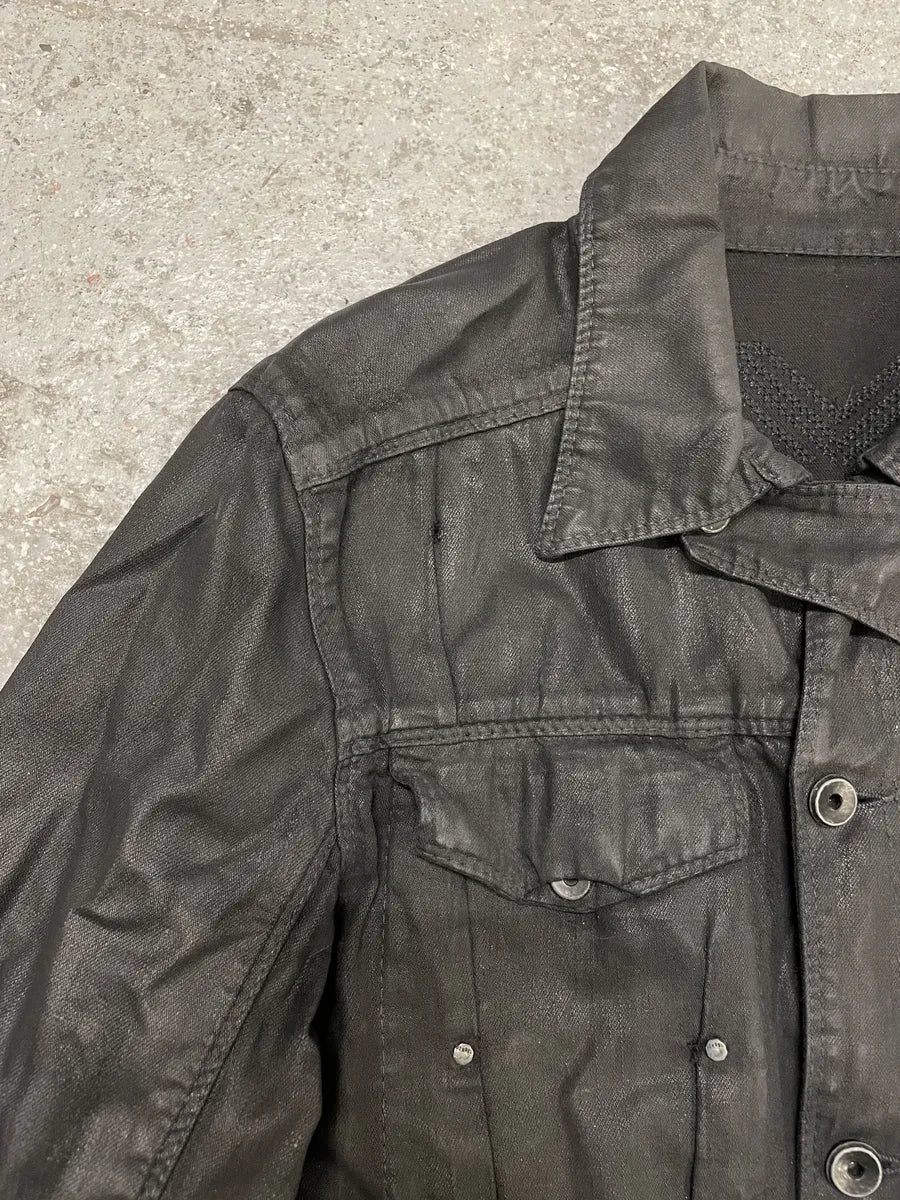 2000s Diesel Black Waxed Effect Dark Buttoned Jacket (M/L) 8