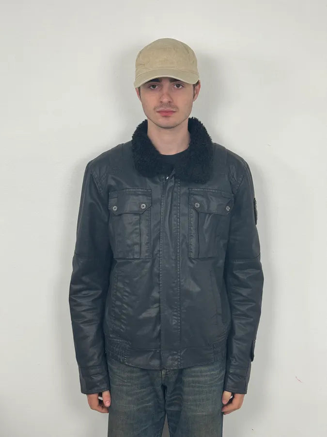 2000s Diesel Black Waxed Mafia Obscure Jacket gkSjpVw 1