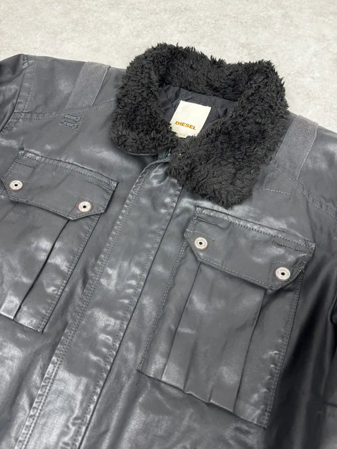 2000s Diesel Black Waxed Mafia Obscure Jacket gkSjpVw 4
