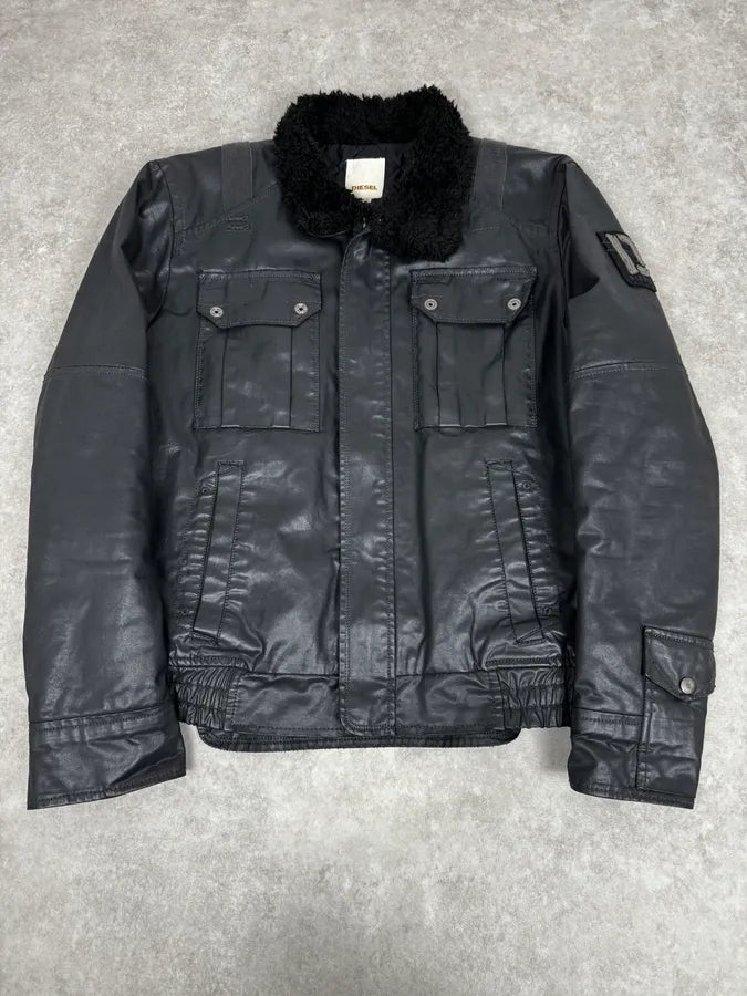 2000s Diesel Black Waxed Mafia Obscure Jacket gkSjpVw 0