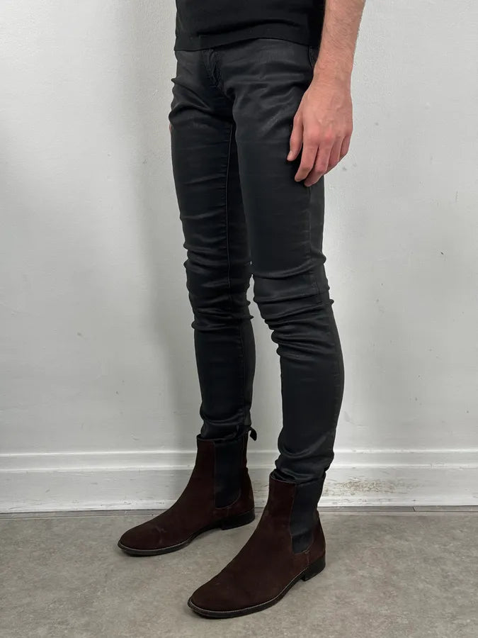 2000s Diesel Black Waxed Skinny Pants qwEWdFI 1