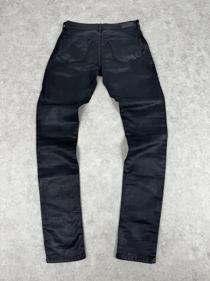 2000s Diesel Black Waxed Skinny Pants qwEWdFI 4