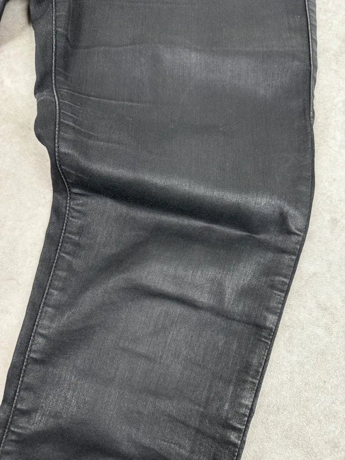 2000s Diesel Black Waxed Skinny Pants qwEWdFI 7
