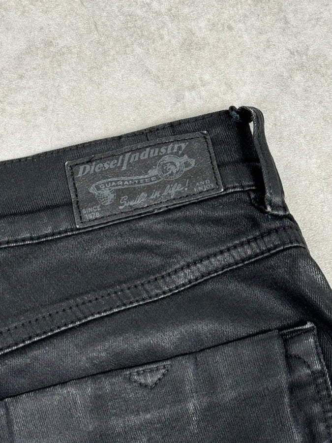 2000s Diesel Black Waxed Skinny Pants qwEWdFI 9