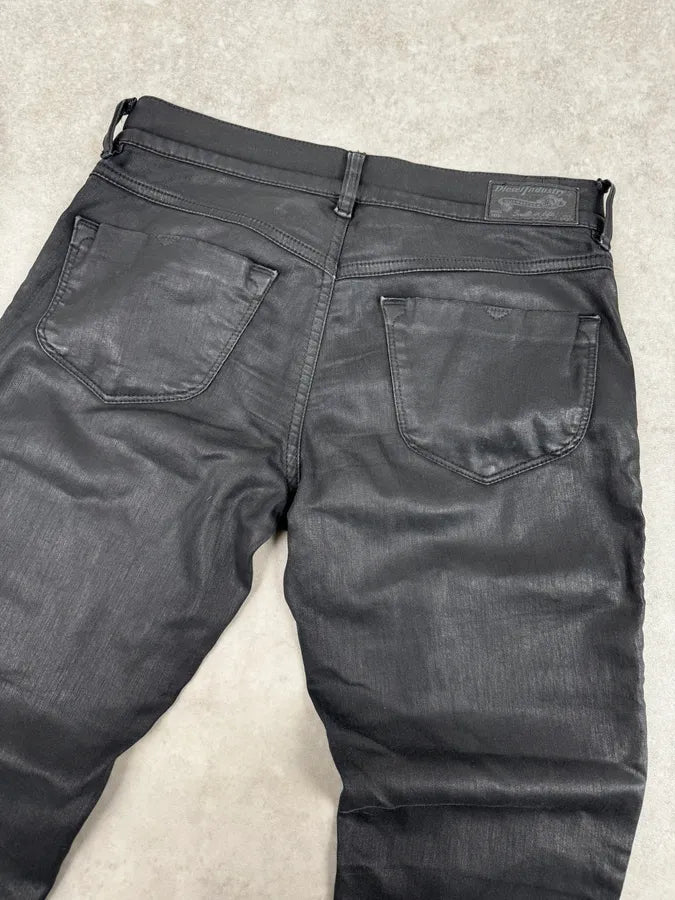 2000s Diesel Black Waxed Skinny Pants qwEWdFI 6