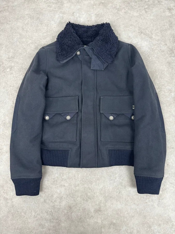 2000s Diesel Navy Wool Bomber Jacket efzMgxc 0