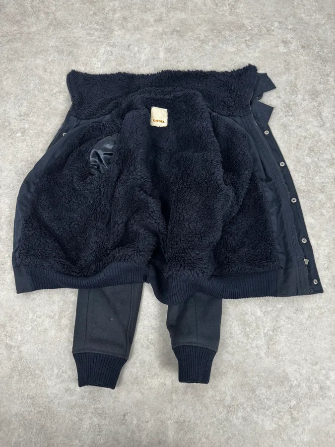 2000s Diesel Navy Wool Bomber Jacket efzMgxc 7