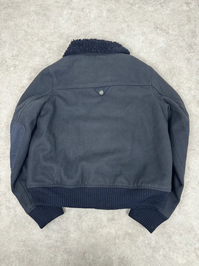 2000s Diesel Navy Wool Bomber Jacket efzMgxc 3