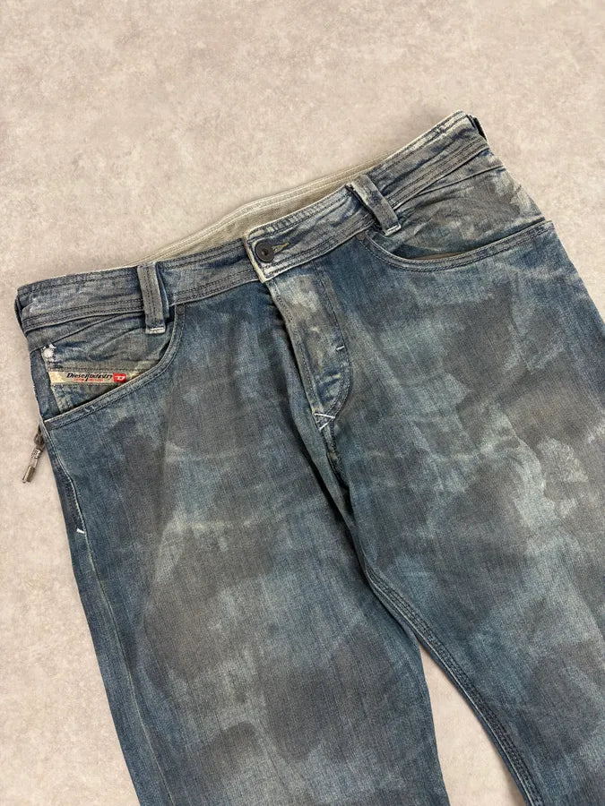 2000s Diesel Blue Dirty Effect Denim Jeans ZOugePd 4