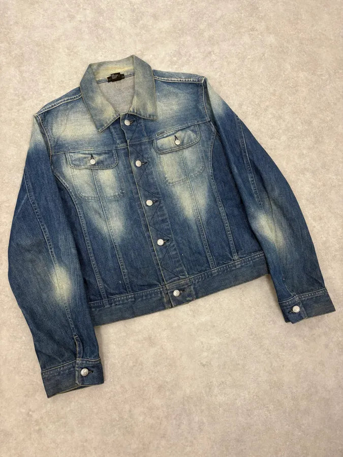 2000s Diesel Blue Faded Denim Jacket qGQliSy 3
