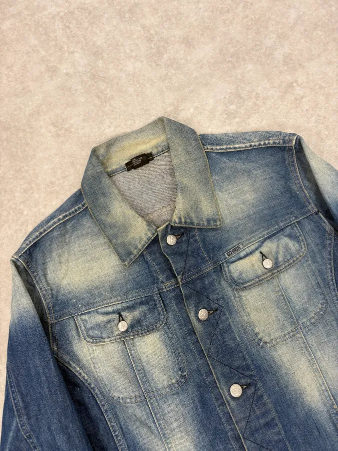 2000s Diesel Blue Faded Denim Jacket qGQliSy 4