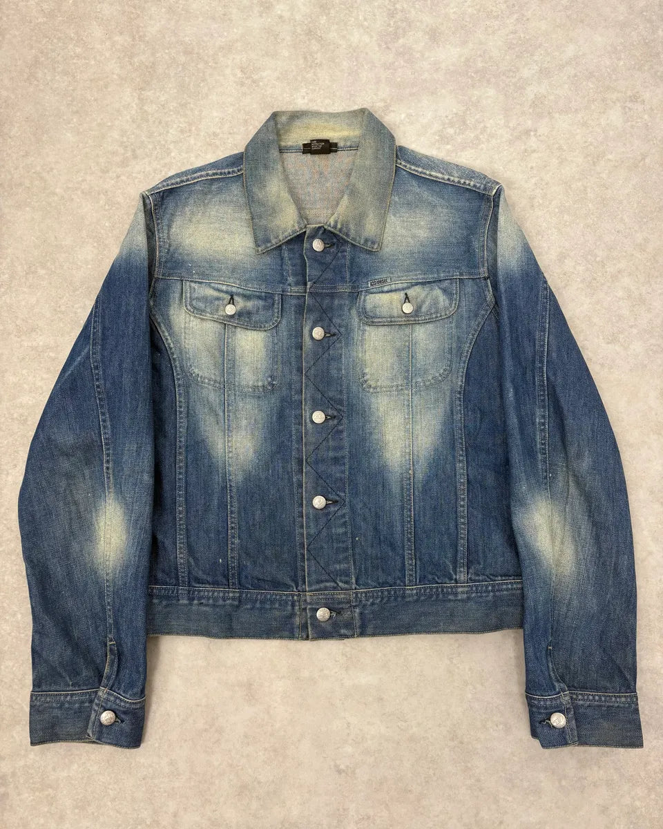 2000s Diesel Blue Faded Denim Jacket qGQliSy 0