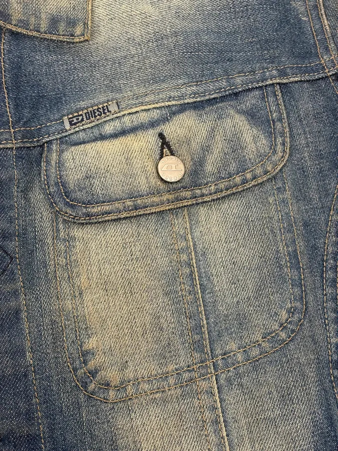 2000s Diesel Blue Faded Denim Jacket qGQliSy 8