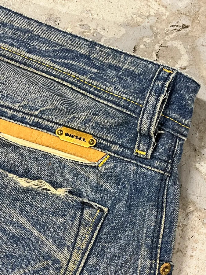 2000s Diesel Blue Faded Straight Denim Jeans pOFjcOd 9