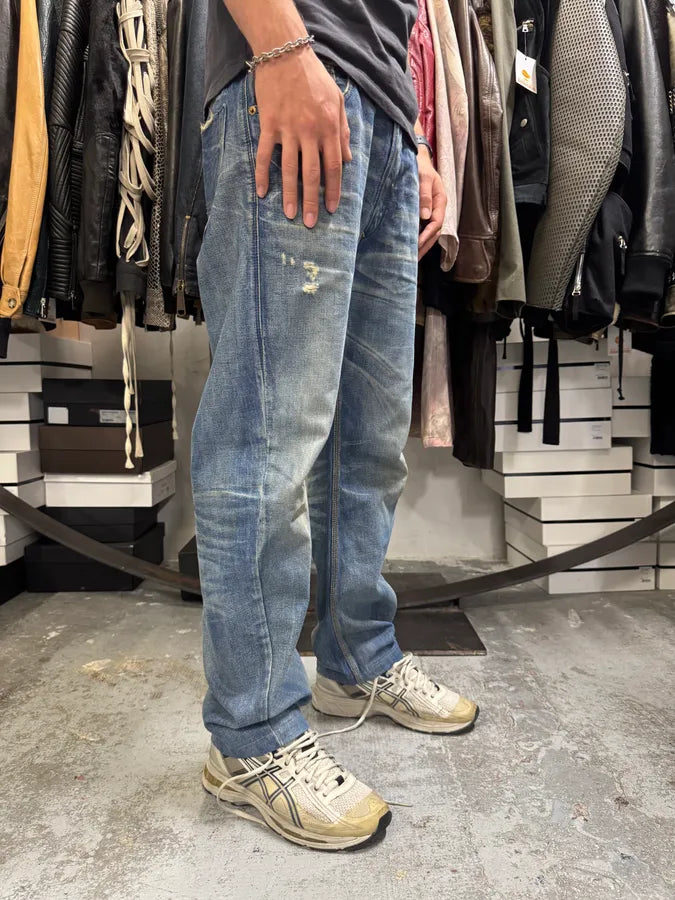 2000s Diesel Blue Faded Straight Denim Jeans pOFjcOd 2