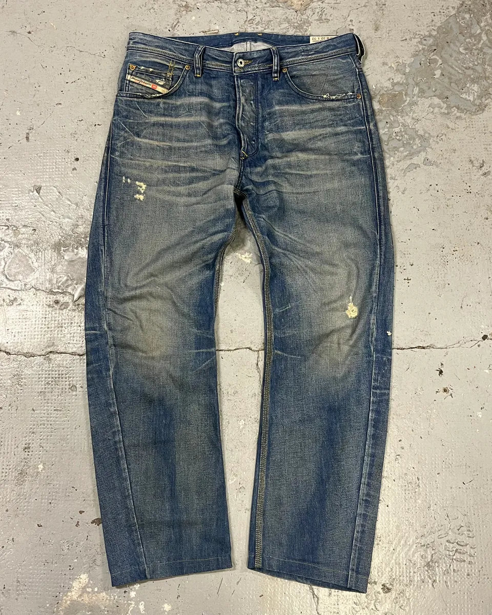 2000s Diesel Blue Faded Straight Denim Jeans pOFjcOd 3