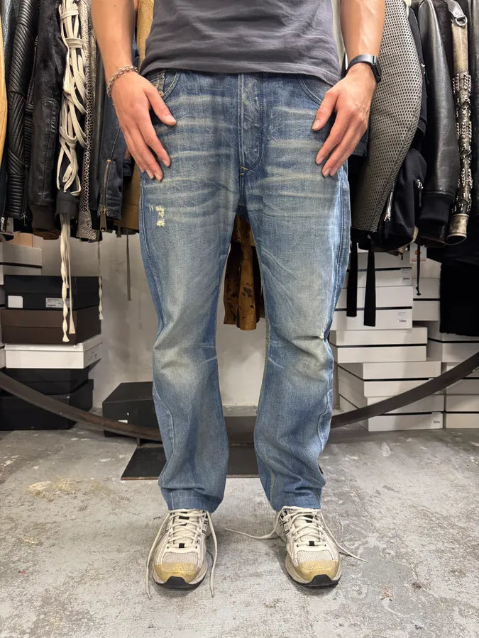 2000s Diesel Blue Faded Straight Denim Jeans pOFjcOd 0
