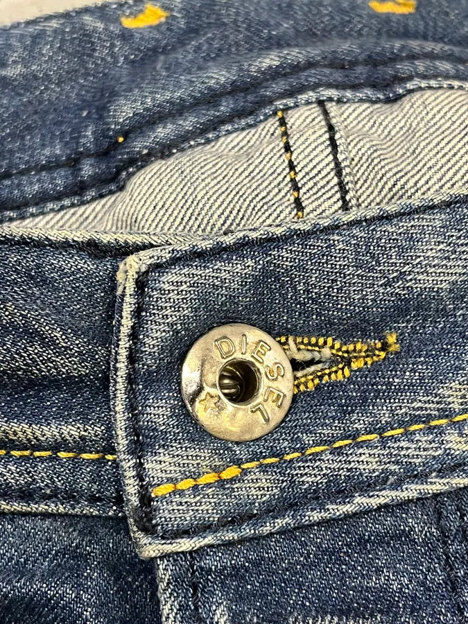 2000s Diesel Blue Faded Straight Denim Jeans pOFjcOd 7