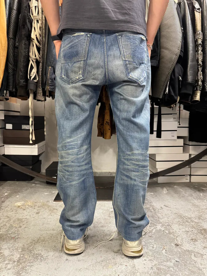 2000s Diesel Blue Faded Straight Denim Jeans pOFjcOd 1