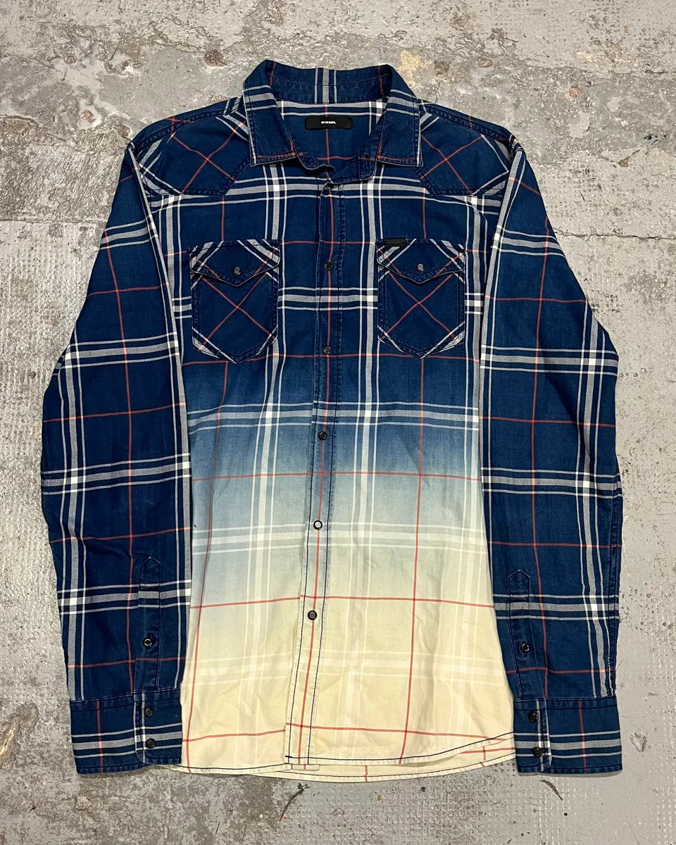 2000s Diesel Blue Gradient Shirt AvTqMQf 0