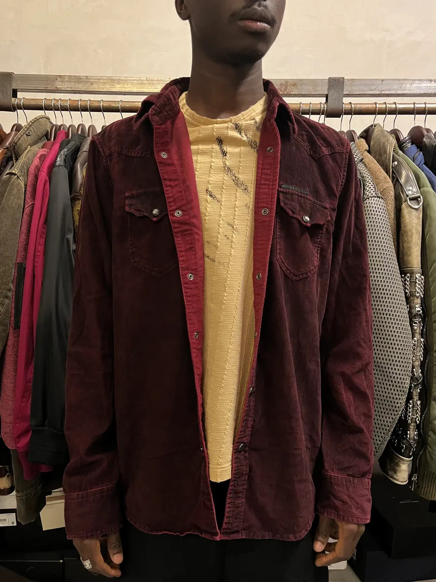2000s Diesel Bordeaux Velvet Shirt vOzCEYA 1