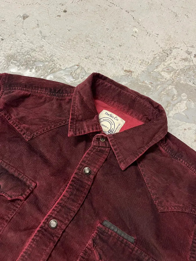 2000s Diesel Bordeaux Velvet Shirt vOzCEYA 5