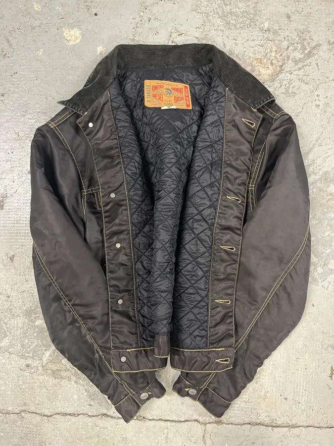 2000s Diesel Boxy Black Nylon Bomber Buttoned Jacket (M) 4