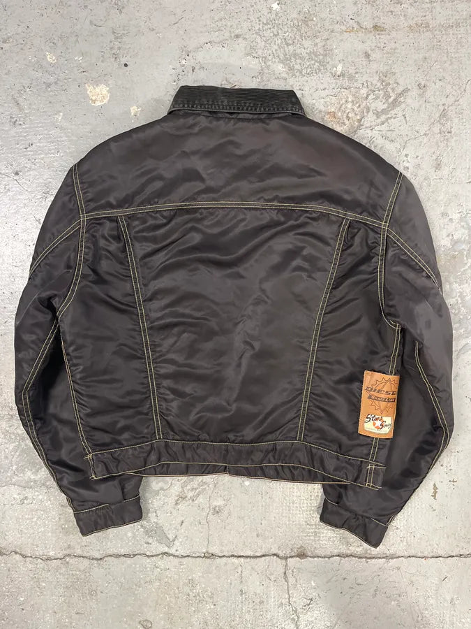 2000s Diesel Boxy Black Nylon Bomber Buttoned Jacket (M) 5