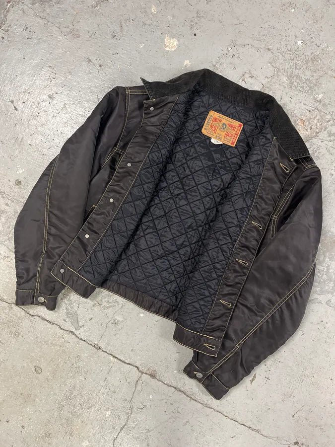 2000s Diesel Boxy Black Nylon Bomber Buttoned Jacket (M) 6