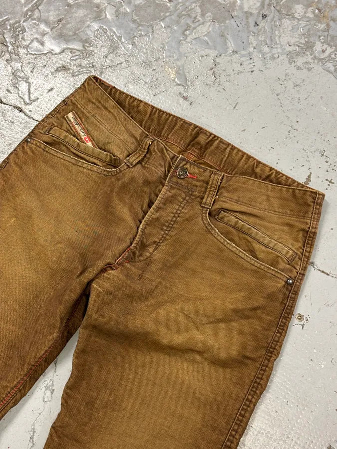 2000s Diesel Brown Denim Straight-Leg Pants EBGBqHz 4
