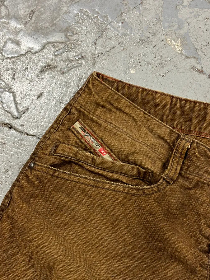 2000s Diesel Brown Denim Straight-Leg Pants EBGBqHz 9