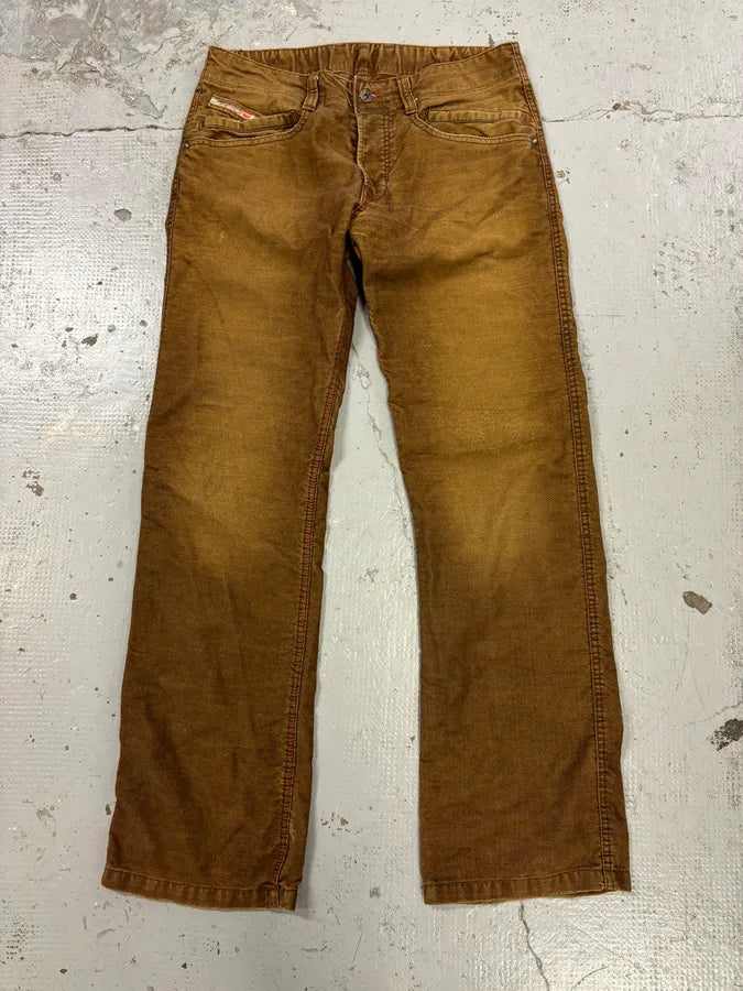 2000s Diesel Brown Denim Straight-Leg Pants EBGBqHz 2