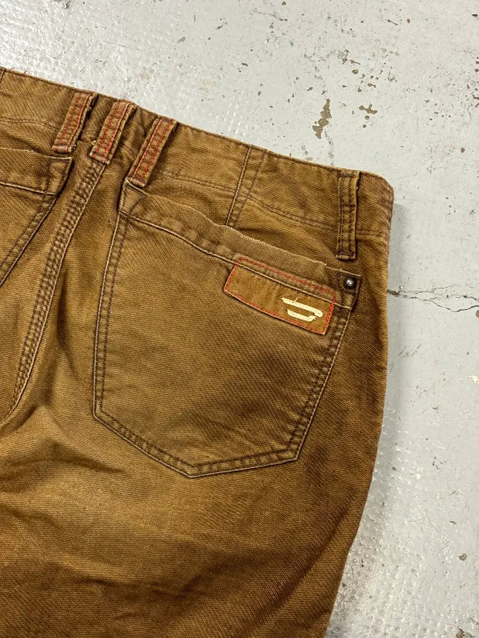 2000s Diesel Brown Denim Straight-Leg Pants EBGBqHz 7