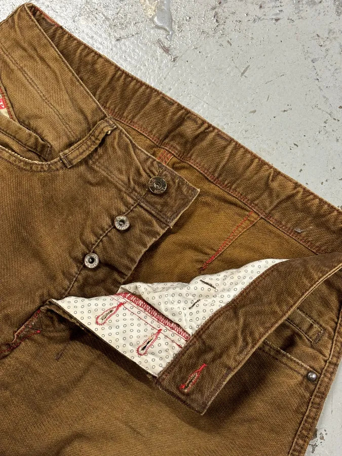 2000s Diesel Brown Denim Straight-Leg Pants EBGBqHz 8