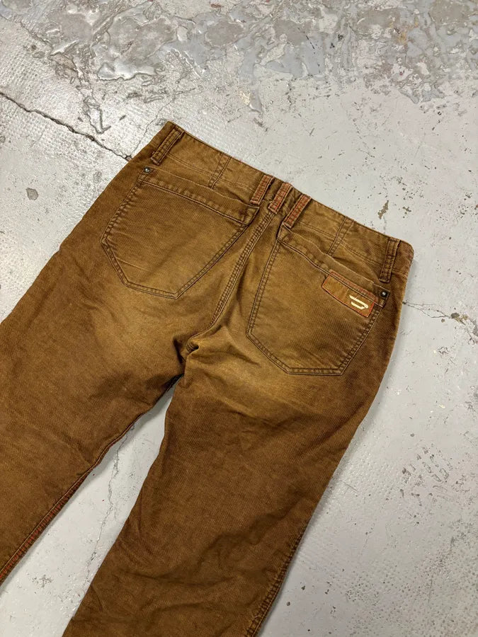 2000s Diesel Brown Denim Straight-Leg Pants EBGBqHz 6