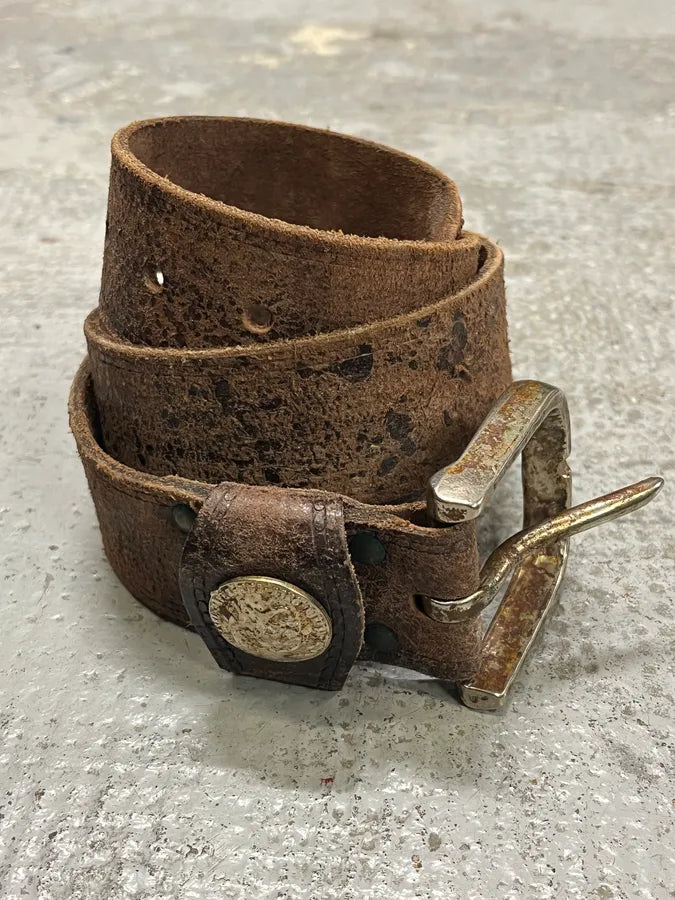2000s Diesel Brown Eroded Leather Belt jlTaLyk 3